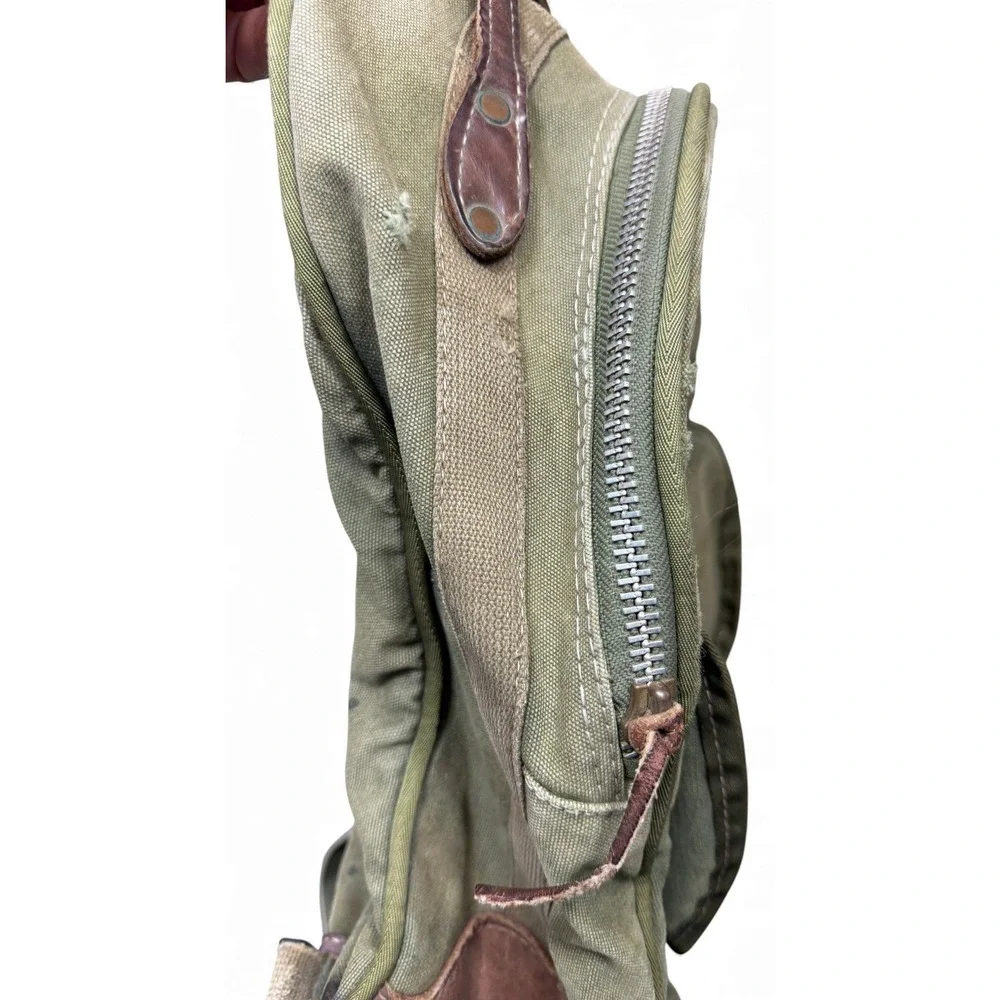Vintage The Orvis Company Canvas Leather Backpack Green Outdoor Travel‎ 80s 90s
